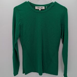 Diane von Furstenberg DVF Emerald Green Knit Crewneck Top Medium Soft Stretch